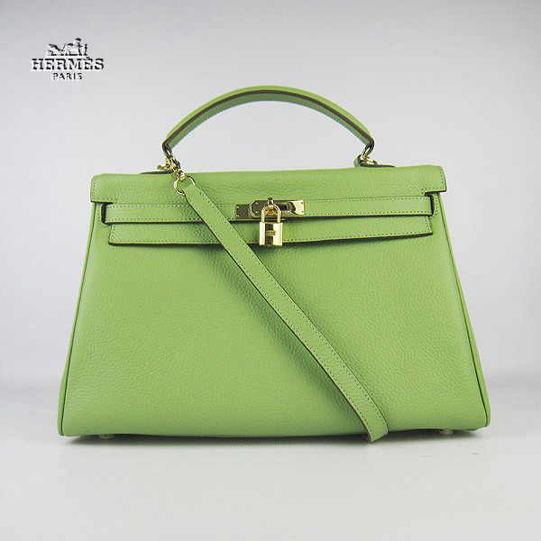 6308 Hermes Kelly 35 centimetri Togo Leather Bag verde 6308 Oro Hardware